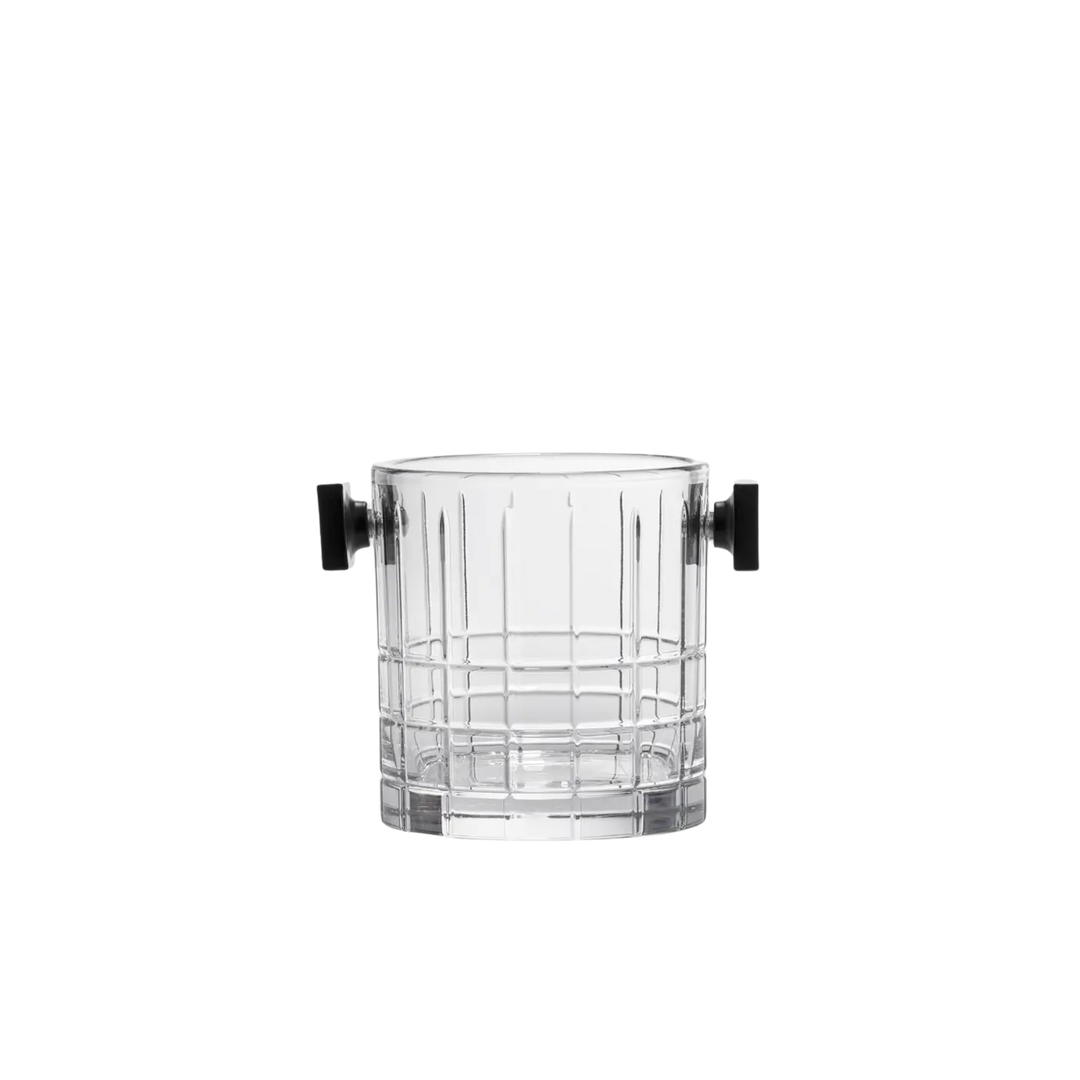 Orrefors Street Ice Bucket designed by Jan Johansson with Manhattan-inspired geometric pattern, Swedish-made luxury ice bucket for wine and cocktails at Mood by DMJ in Lafayette, Louisiana.