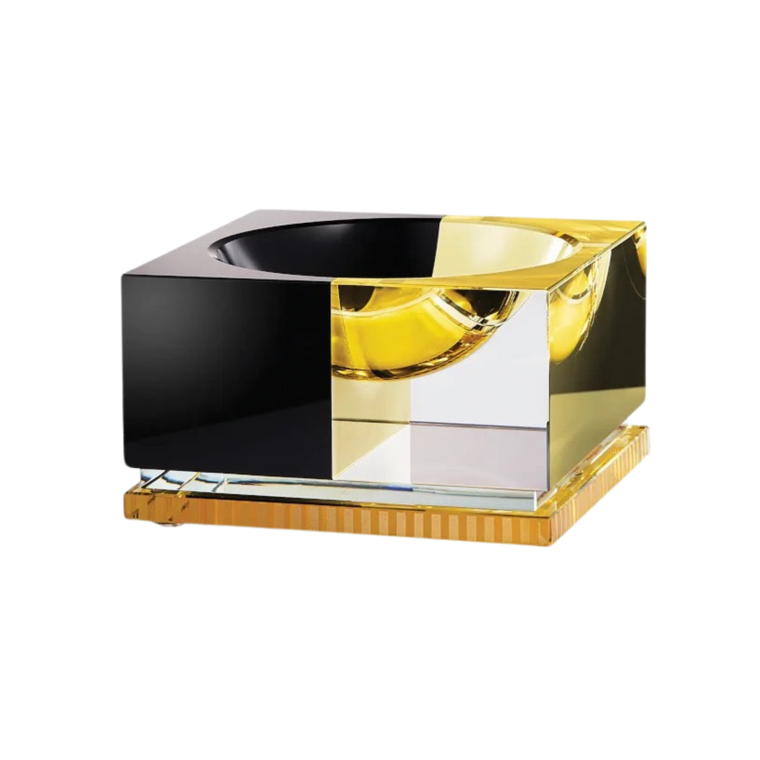 Mood by DMJ Reflections Copenhagen “Denver Bowl” – rock ’n’ roll-inspired hand-cut crystal cube bowl in Lafayette, Louisiana.