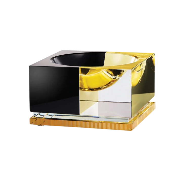 Mood by DMJ Reflections Copenhagen “Denver Bowl” – rock ’n’ roll-inspired hand-cut crystal cube bowl in Lafayette, Louisiana.