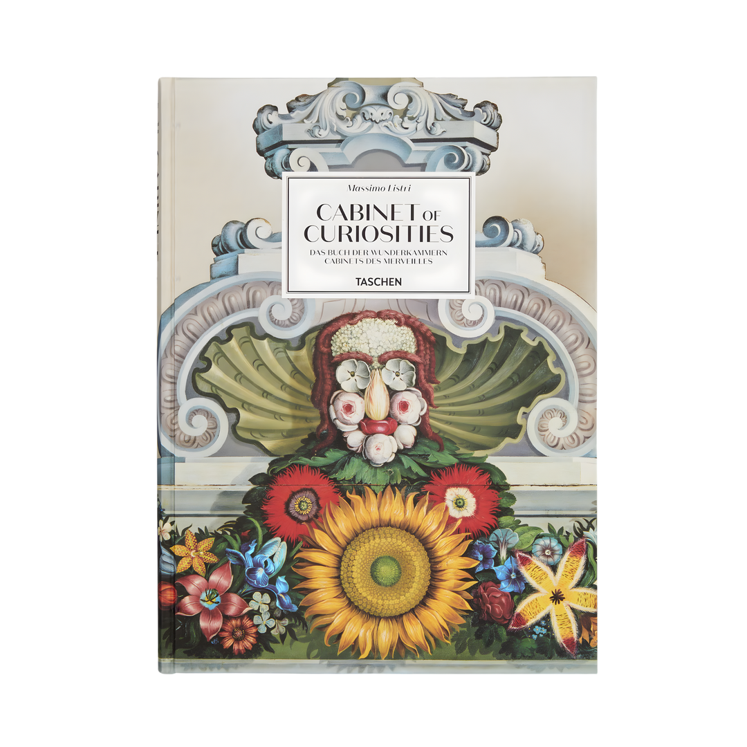 TASCHEN Cabinet of Curiosities XL Edition book cover featuring ornate baroque artwork and floral motifs, oversized luxury art photography book