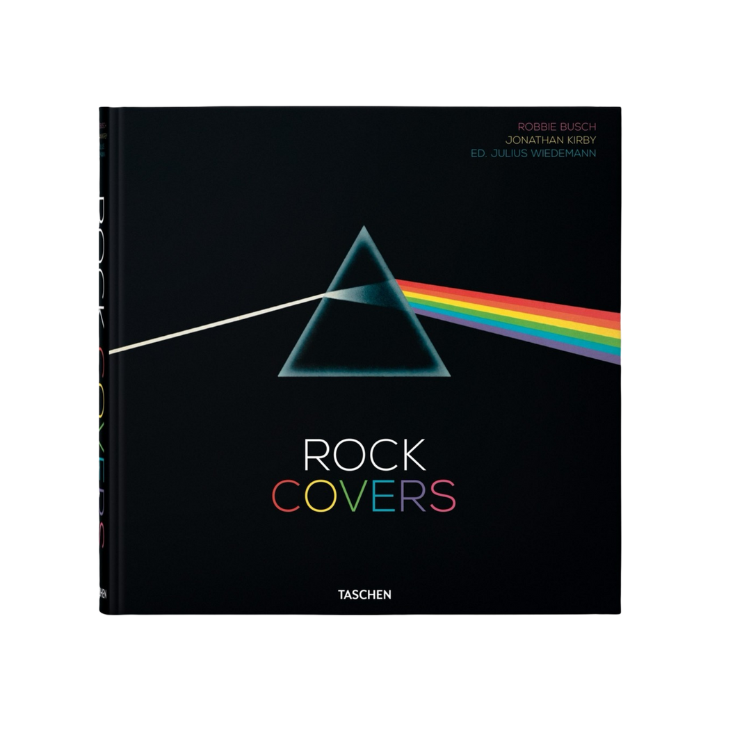 Rock Covers book by TASCHEN featuring prism and rainbow album art inspired by classic rock records