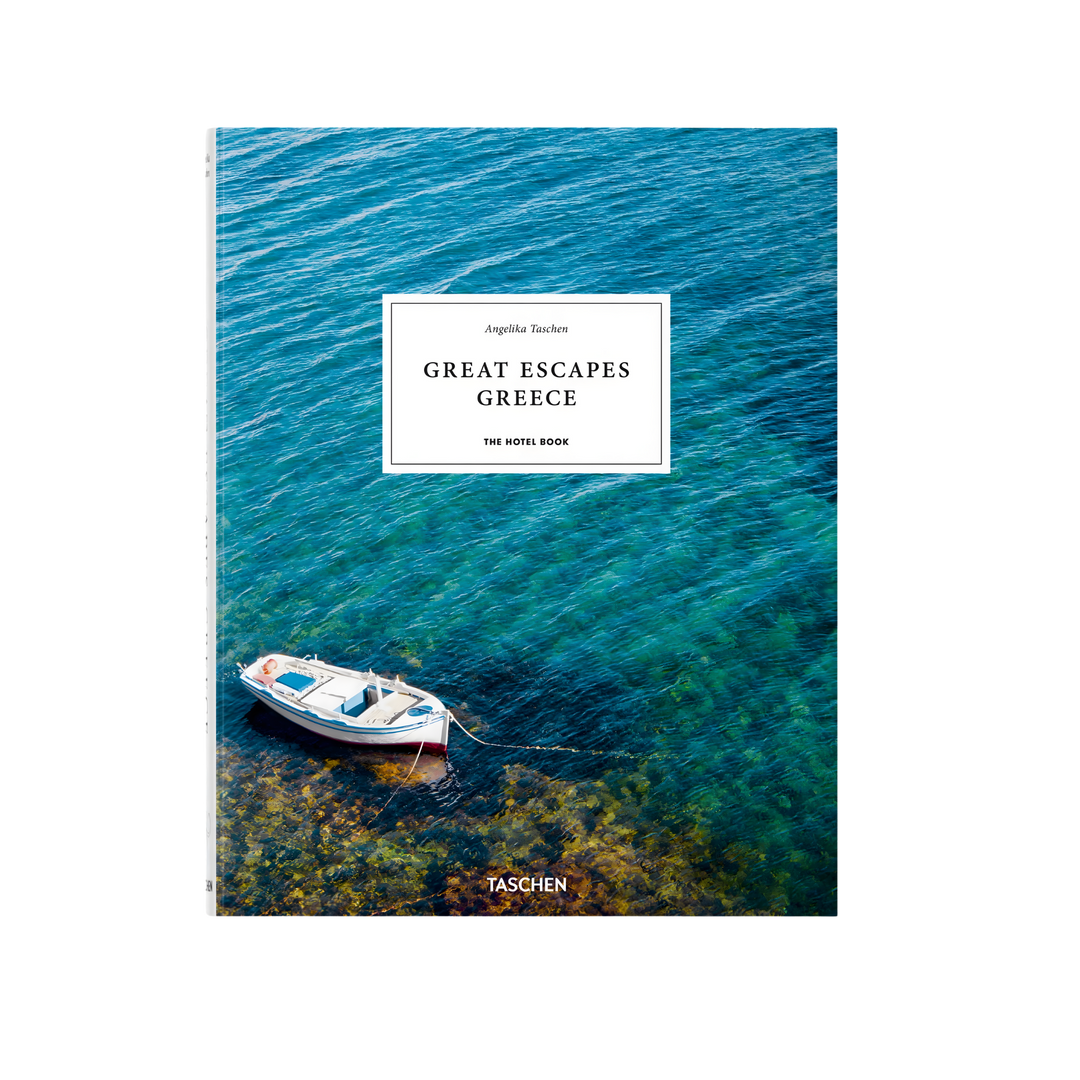 Great Escapes Greece The Hotel Book by TASCHEN, hardcover travel book showcasing luxury Greek hotels and Mediterranean destinations