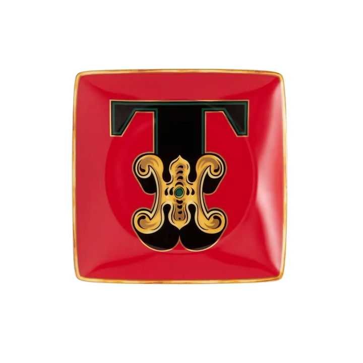 Versace Alphabet Porcelain Plate - Letter T monogram decorative dish by Rosenthal