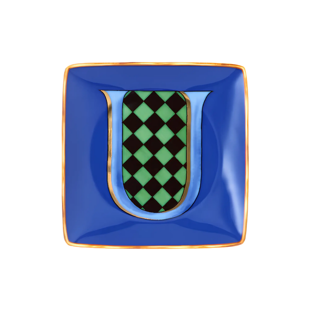 Versace Alphabet Porcelain Plate - Letter U monogram decorative dish by Rosenthal