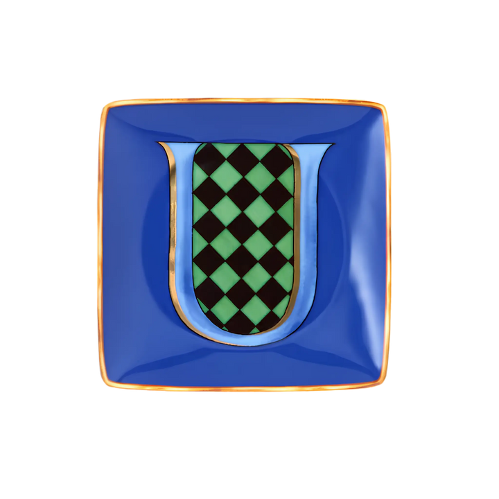 Versace Alphabet Porcelain Plate - Letter U monogram decorative dish by Rosenthal