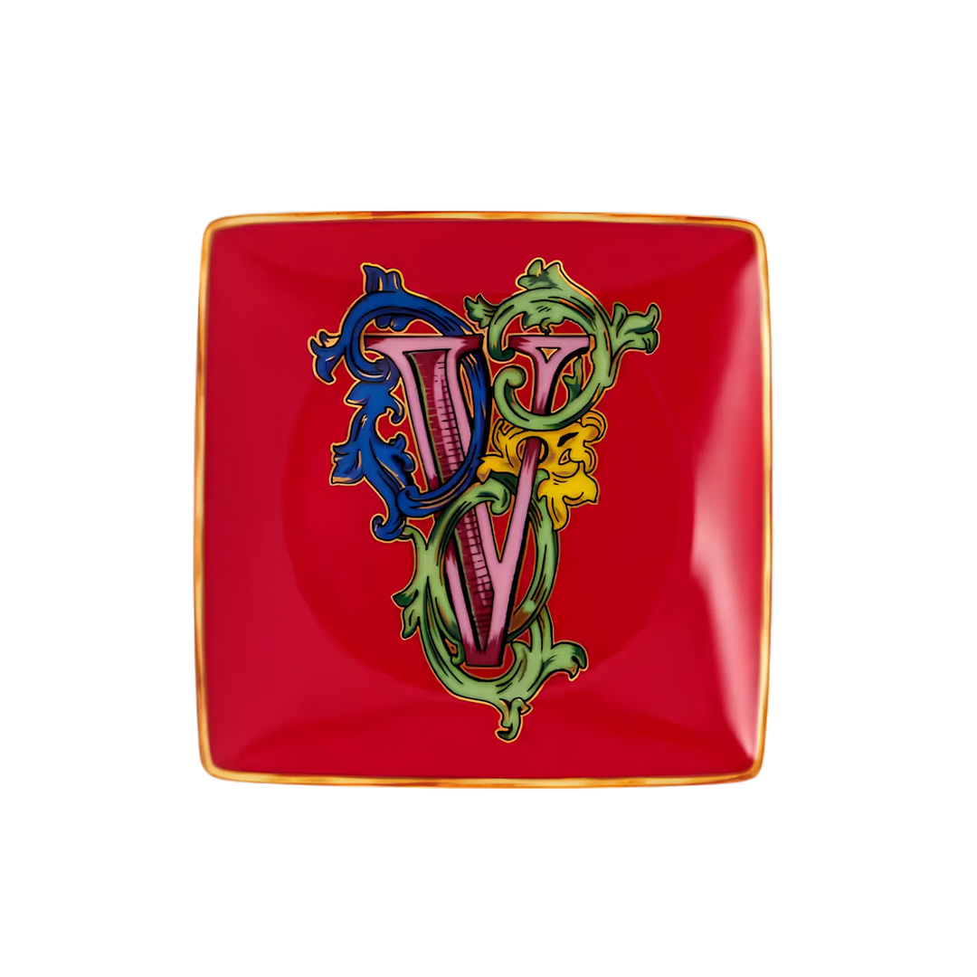 Versace Alphabet Porcelain Plate - Letter V monogram decorative dish by Rosenthal