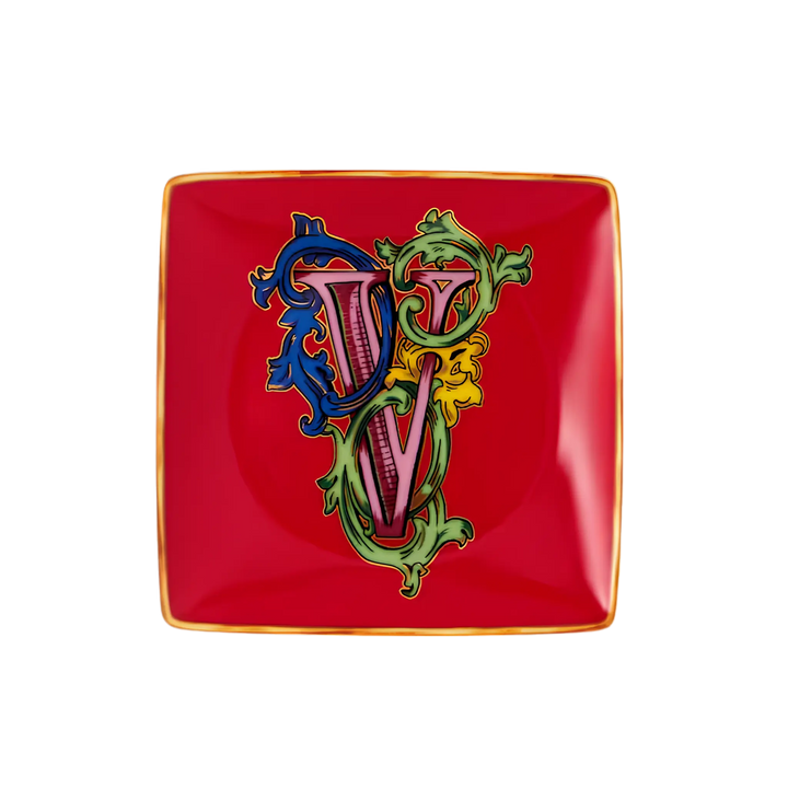 Versace Alphabet Porcelain Plate - Letter V monogram decorative dish by Rosenthal