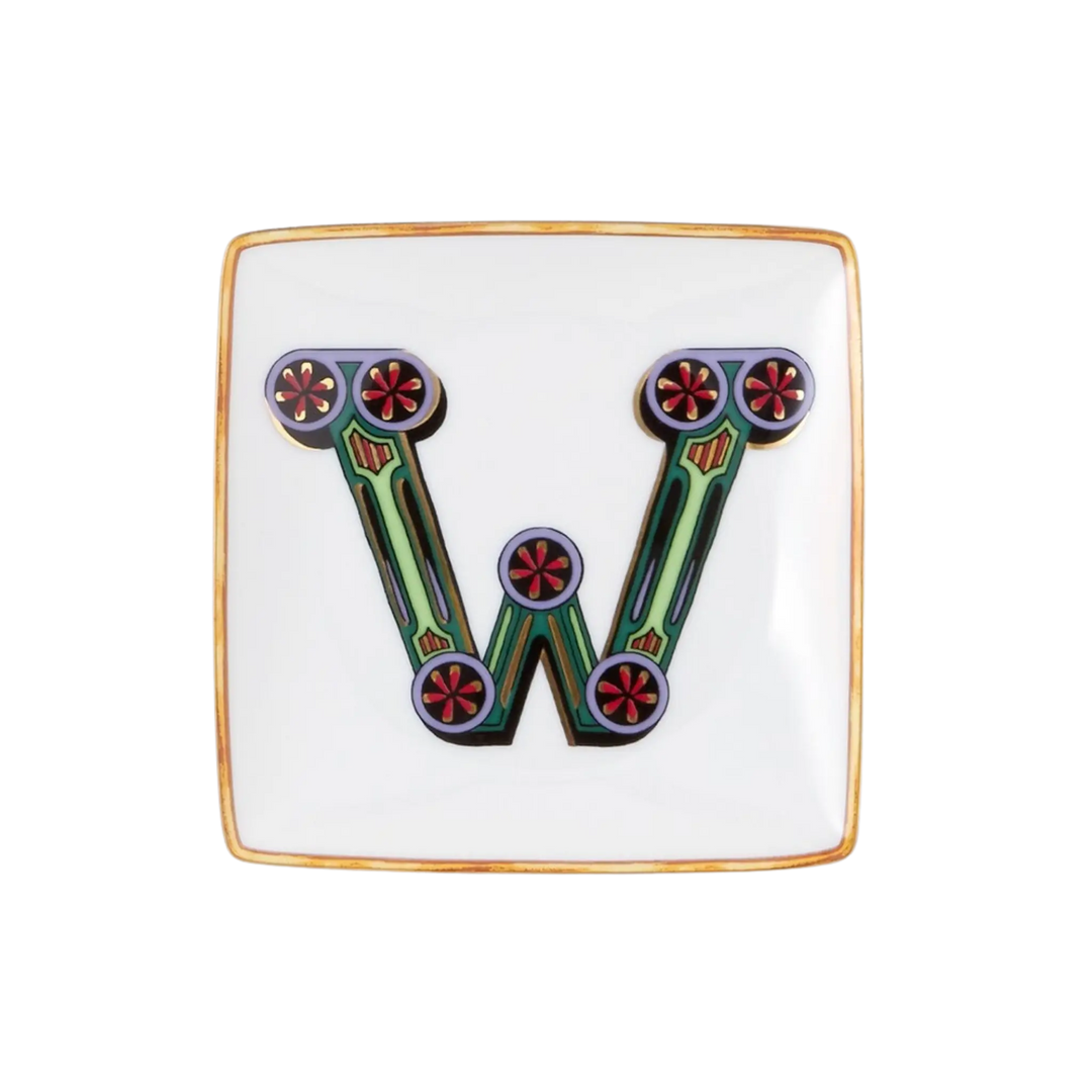Versace Alphabet Porcelain Plate - Letter W monogram decorative dish by Rosenthal