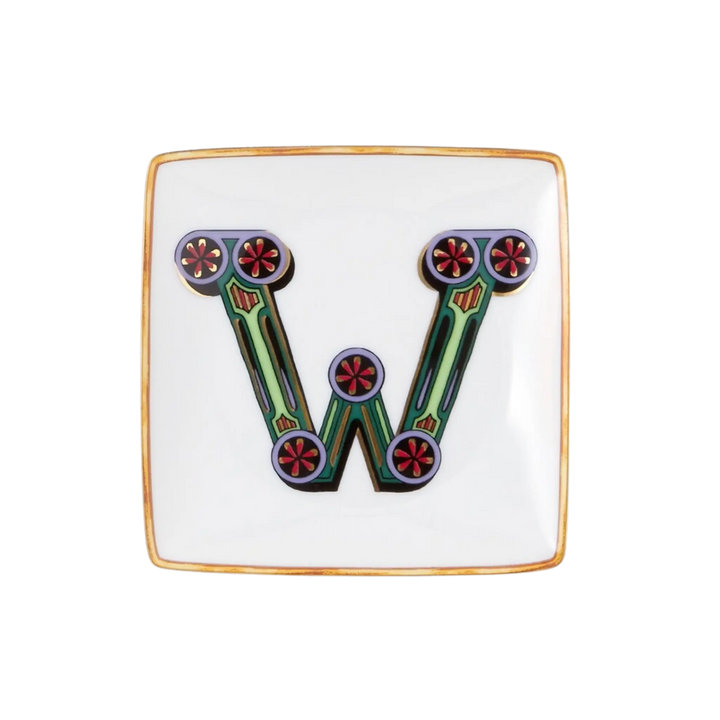 Versace Alphabet Porcelain Plate - Letter W monogram decorative dish by Rosenthal