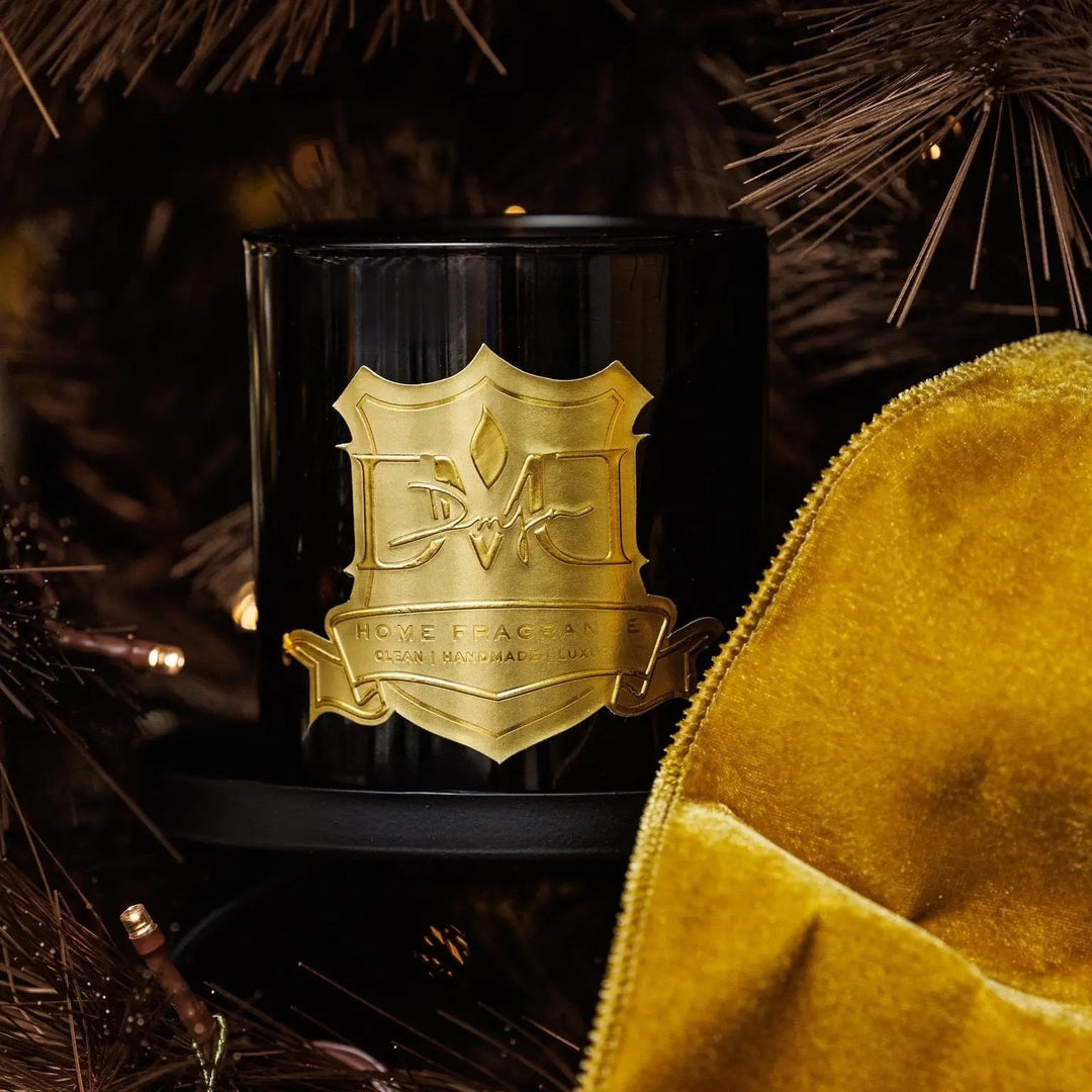Winter Woods Candle by Mood by DMJ featuring cypress, fir, balsam, and cinnamon notes. Hand-poured in Lafayette, Louisiana for a luxurious holiday scent.