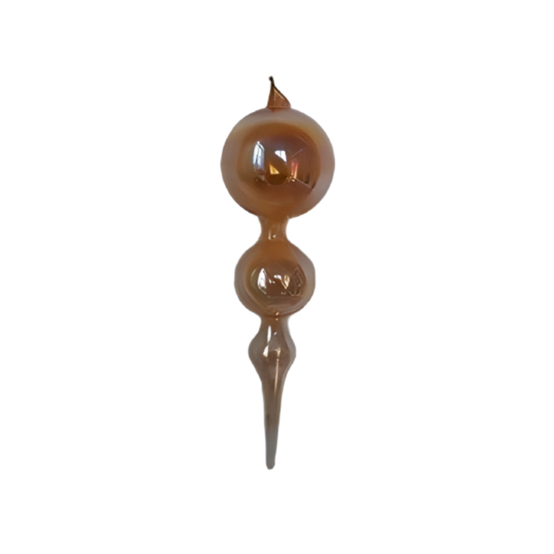 11-inch Brown Glass Bubble Finial Ornament—hand-blown holiday décor piece with glossy brown finish and sculptural silhouette for elegant home design.
