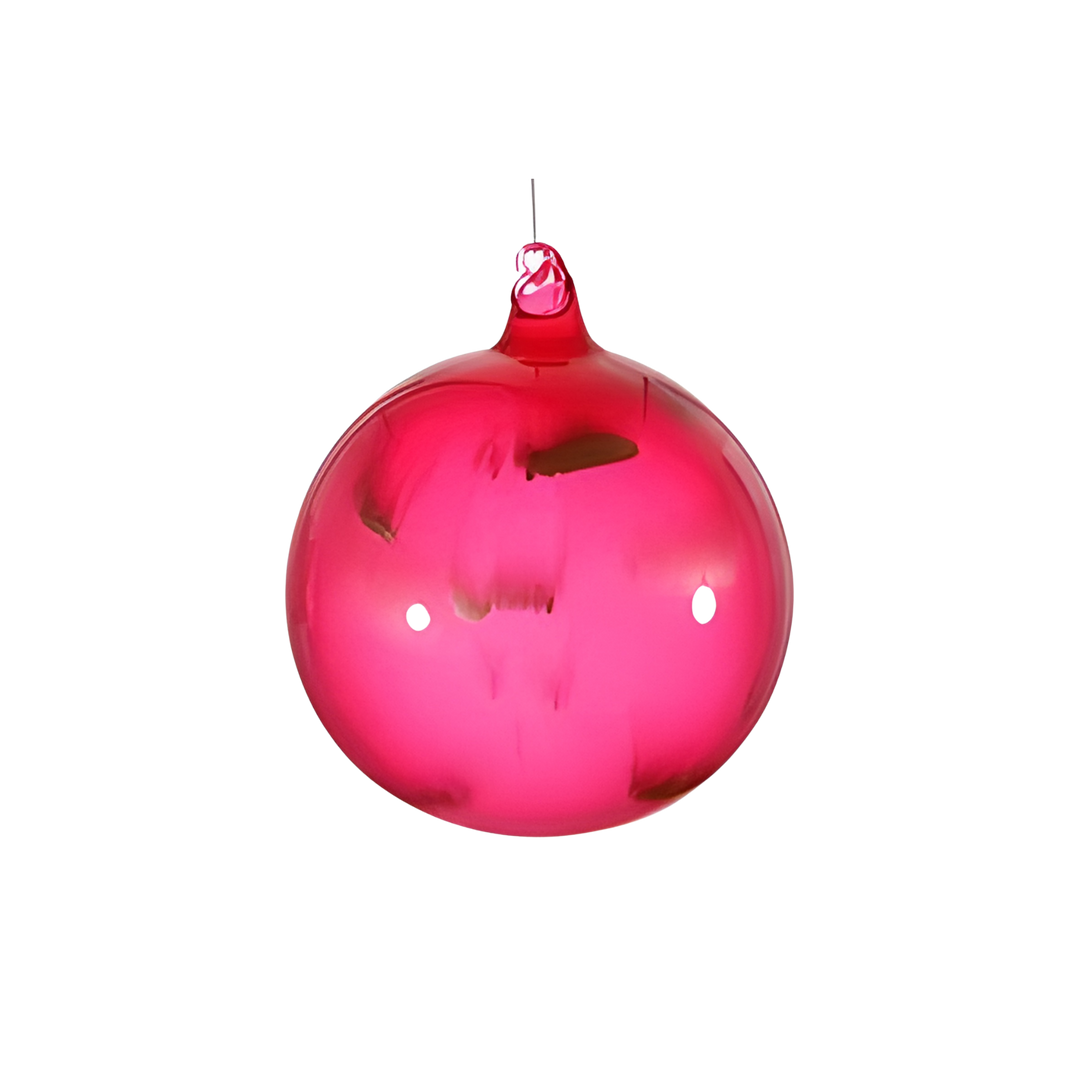 120mm Pink Glass Ball Ornament brushed with metallic gold—hand-blown holiday décor accent available from Mood by DMJ in Lafayette, Louisiana.