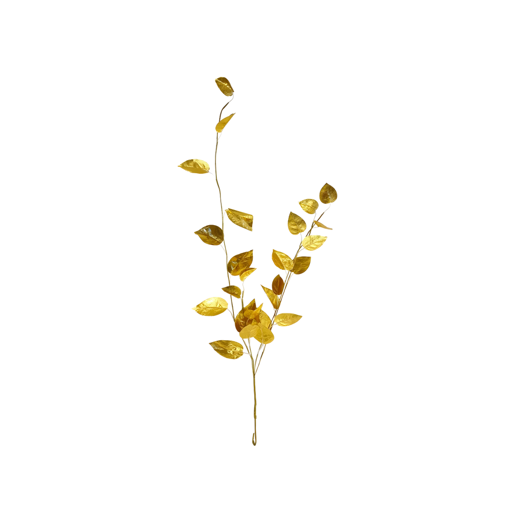 40-inch Metallic Gold Ivy Pick by Winward featuring gold foil leaves and wired stem for holiday trees, wreaths, and centerpieces – Mood by DMJ Lafayette, LA.