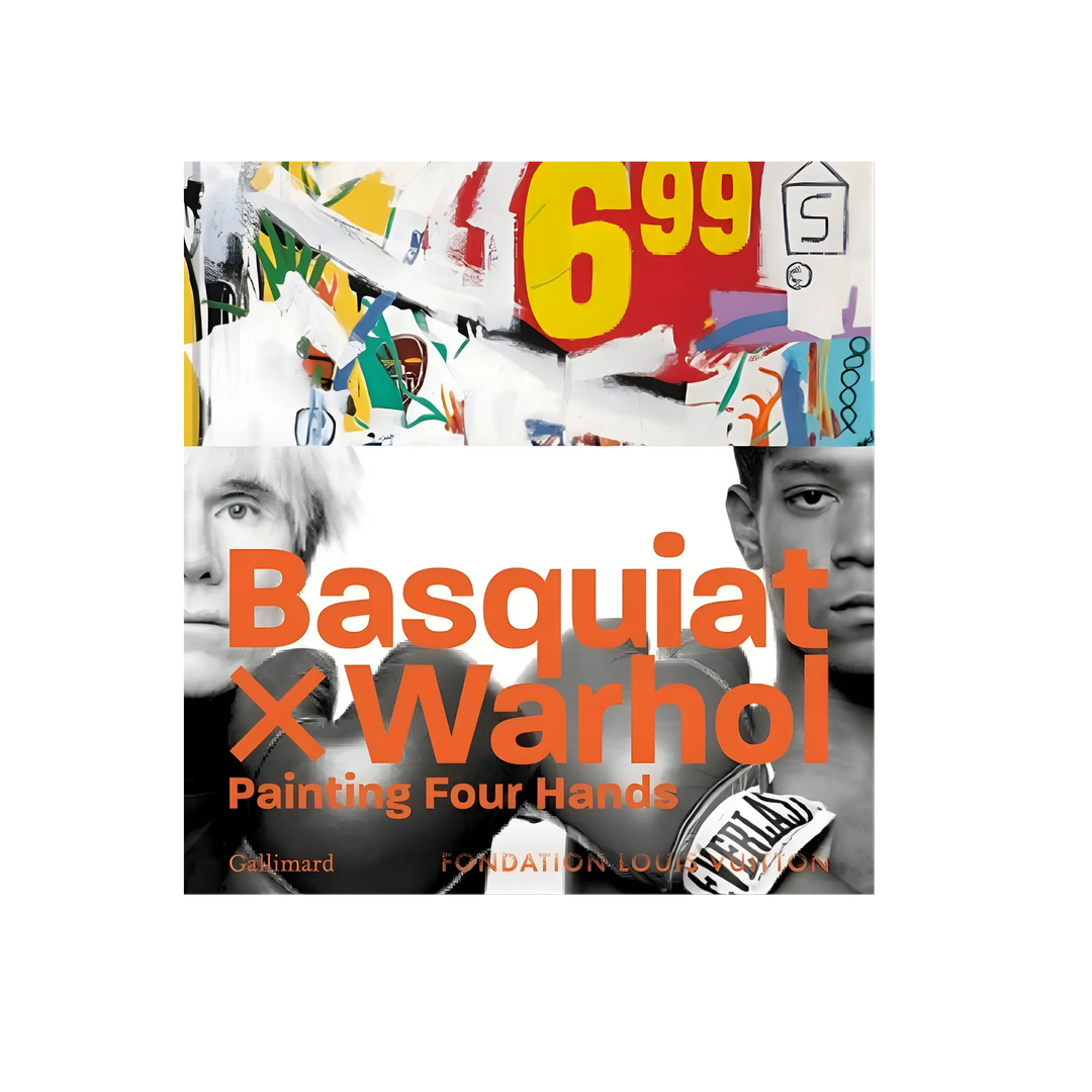 Basquiat x Warhol: Paintings 4 Hands catalogue by Gallimard, cover with a joint painting and portraits of both artists