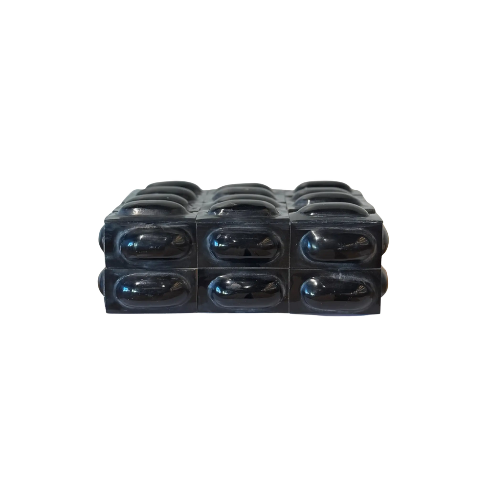Black Natural Bone Decorative Box, stacking Boxes Black Box with 3D Bubbles, view 2