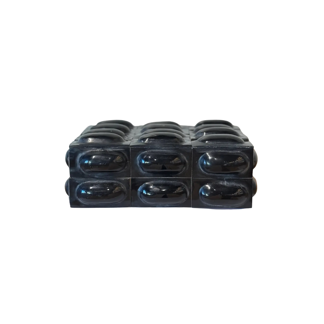 Black Natural Bone Decorative Box, stacking Boxes Black Box with 3D Bubbles, view 2
