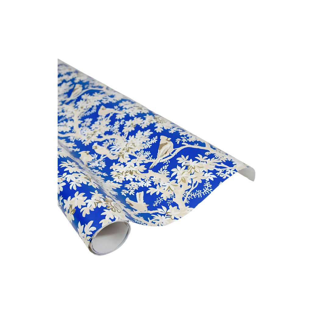Caspari China Blue Song Birds Wrapping Paper Roll, 30" x 8 ft by Caspari
