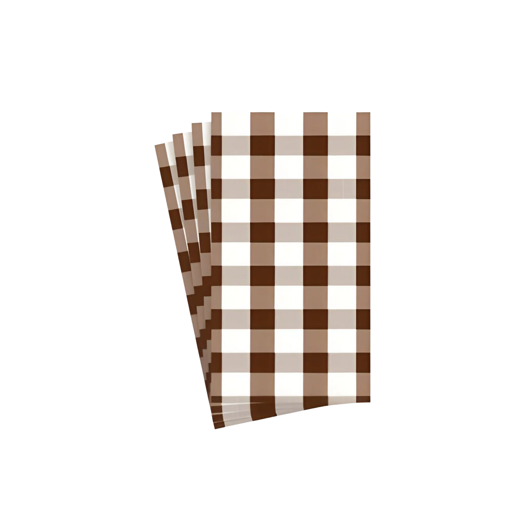 Caspari Gingham Chocolate Paper Guest Towels, Set of 12