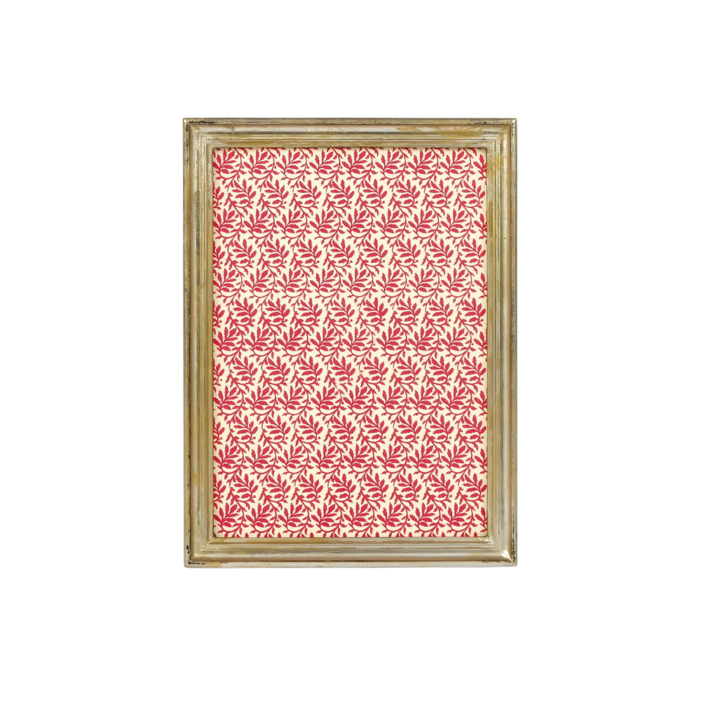 Antico Florentine Frame, 5x7 by Cavallini Papers & Co, framed artwork with a red floral pattern on a white background, view 2
