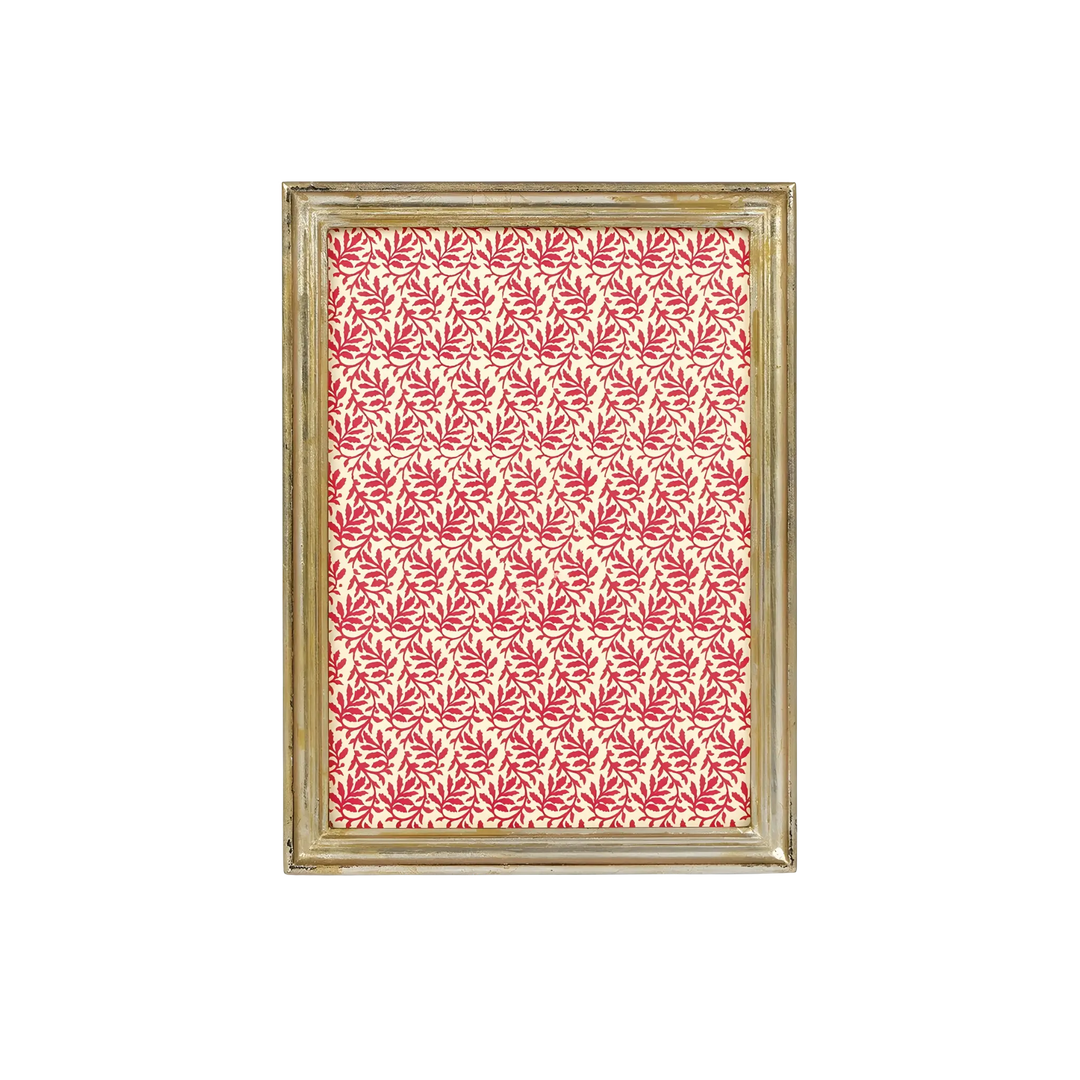 Antico Florentine Frame, 5x7 by Cavallini Papers &amp; Co, framed artwork with a red floral pattern on a white background, view 2