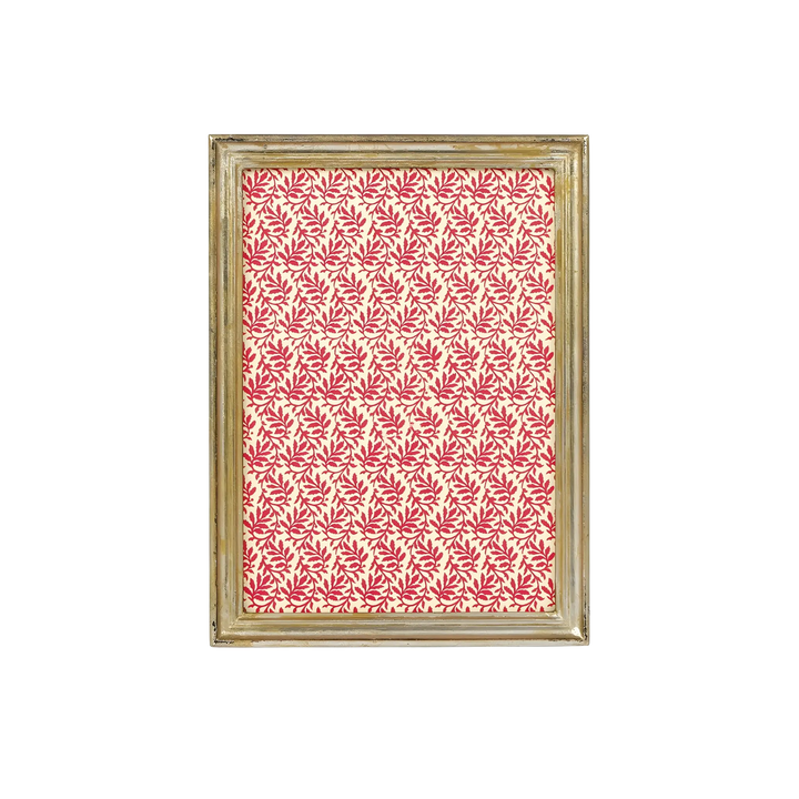 Antico Florentine Frame, 5x7 by Cavallini Papers &amp; Co, framed artwork with a red floral pattern on a white background, view 2