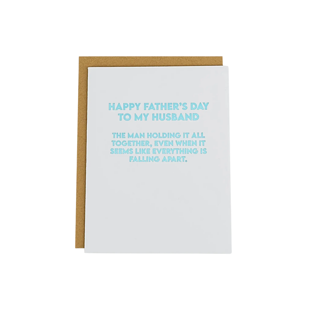 Happy Fathers Day To My Husband - Letter Press Card by Chez Gagne, letterpress Father’s Day card for husband with colorful envelope