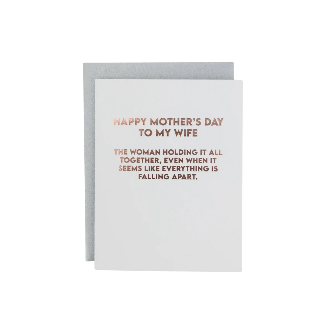 Happy Mothers Day To My Wife - Letter Press Card by Chez Gagne, letterpress Mother’s Day card for wife with neutral envelope