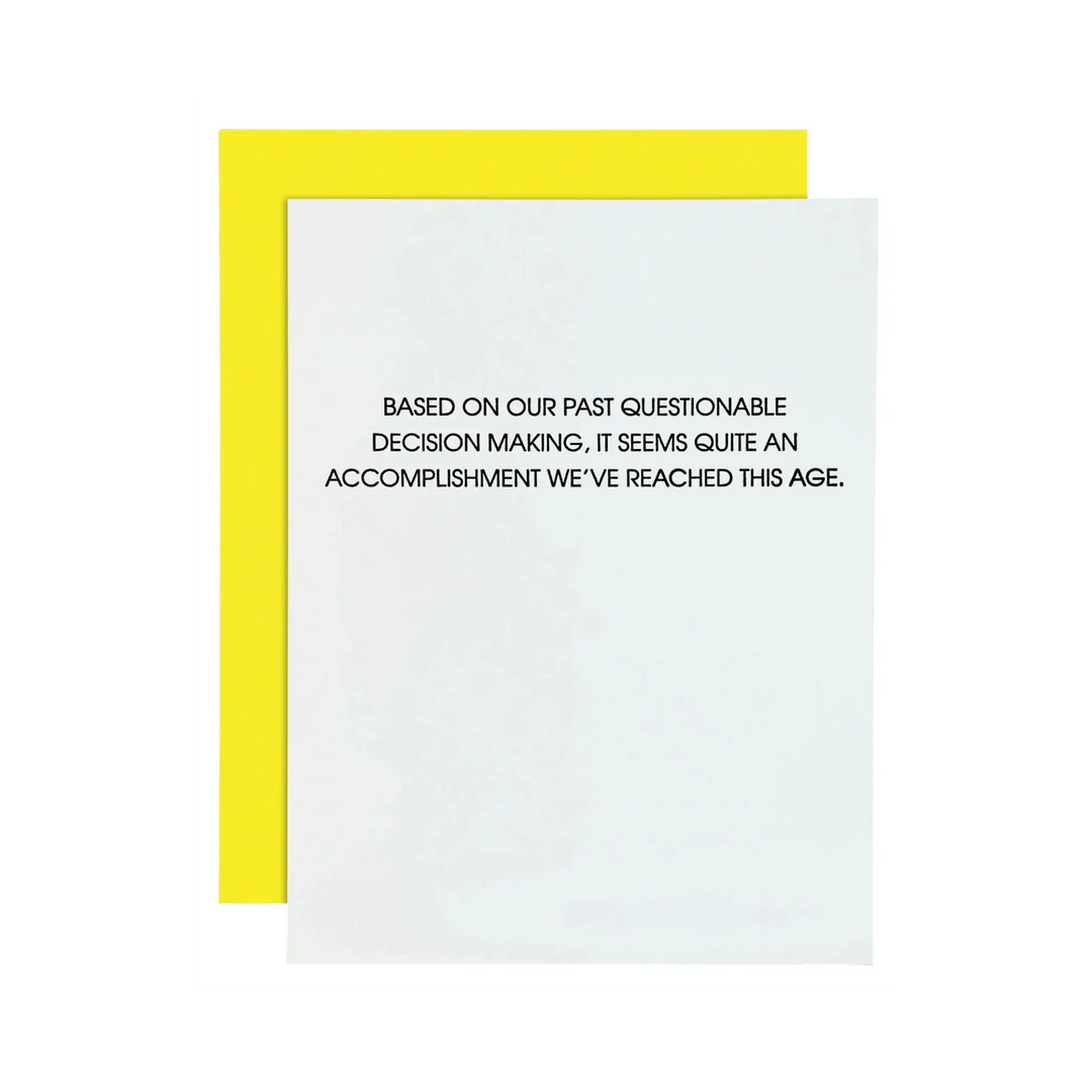 Questionable Decision Making, Letterpress Card by Chez Gagne