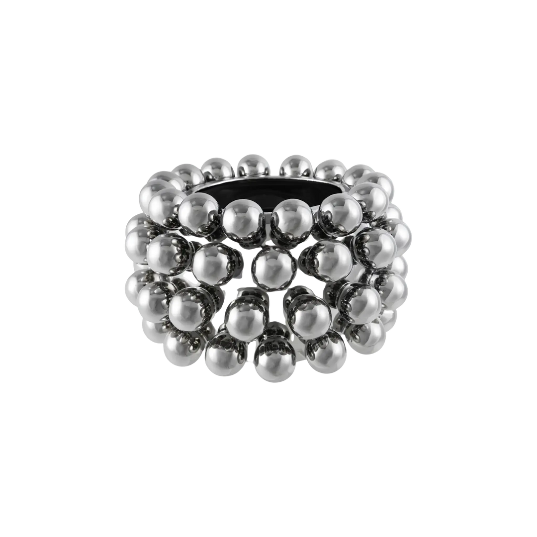 Chrome bubble stoneware planter pot with sculptural ball accents
