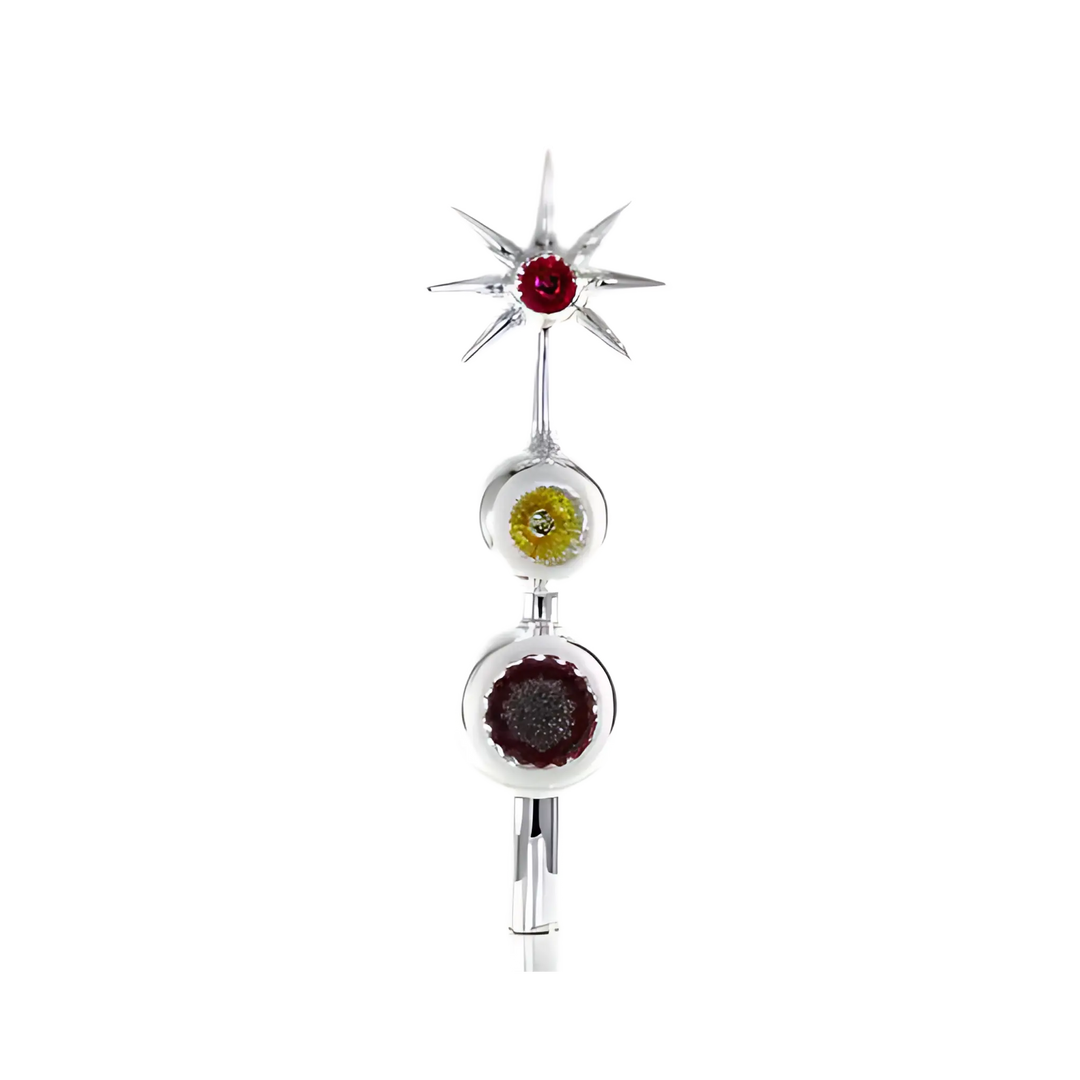Silver Double Indent Star Treetopper by Cody Foster with jewel-toned accents available at Mood by DMJ in Lafayette, LA