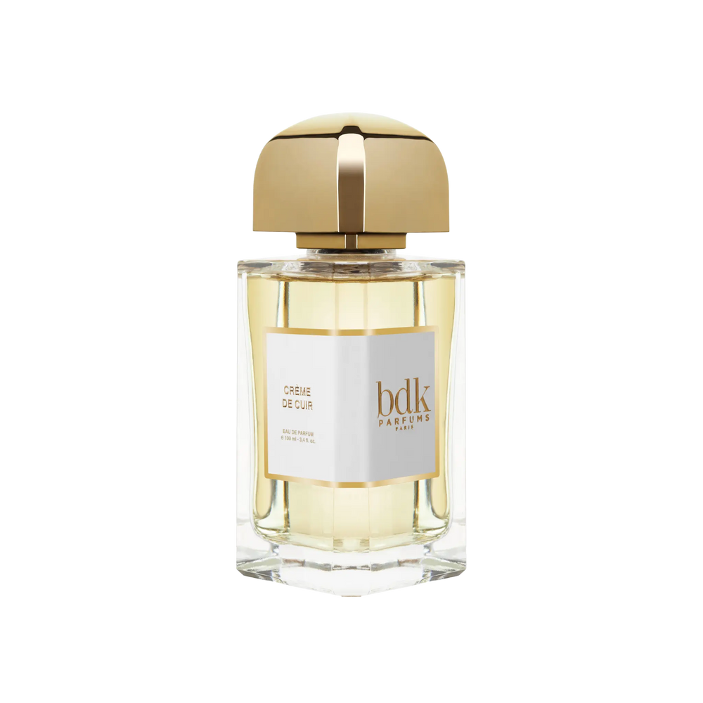 Creme de Cuir Eau de Parfum by BDK Parfums - side view of unisex niche woody musky leather fragrance bottle with bdk Parfums label