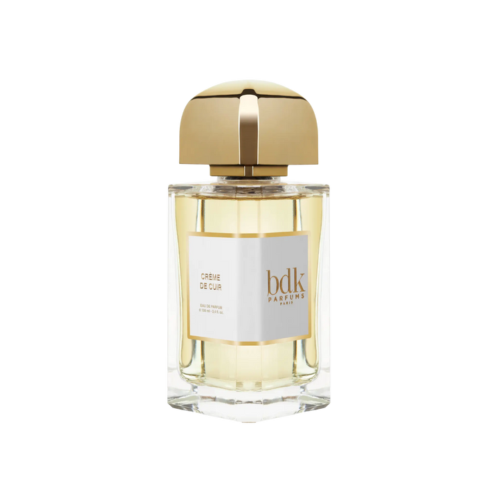 Creme de Cuir Eau de Parfum by BDK Parfums - side view of unisex niche woody musky leather fragrance bottle with bdk Parfums label