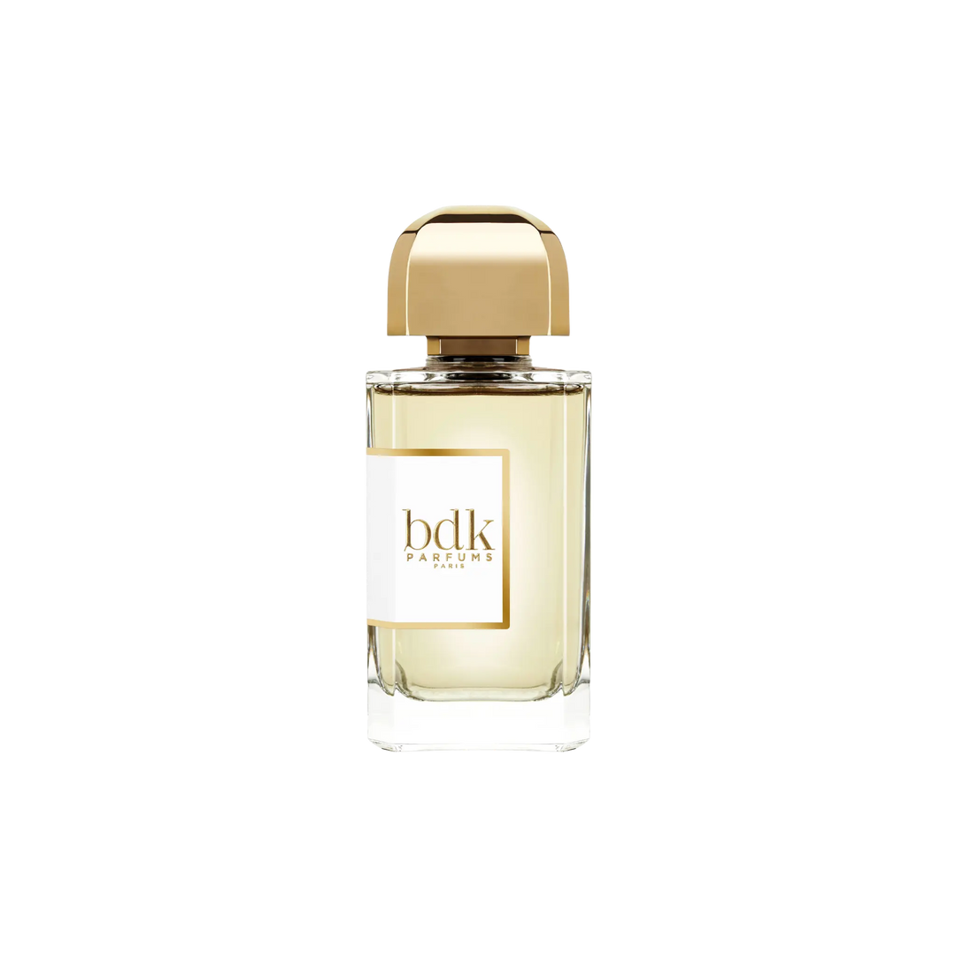 Creme de Cuir Eau de Parfum by BDK Parfums - back view of unisex niche perfume bottle with gold cap and bdk Parfums Paris branding