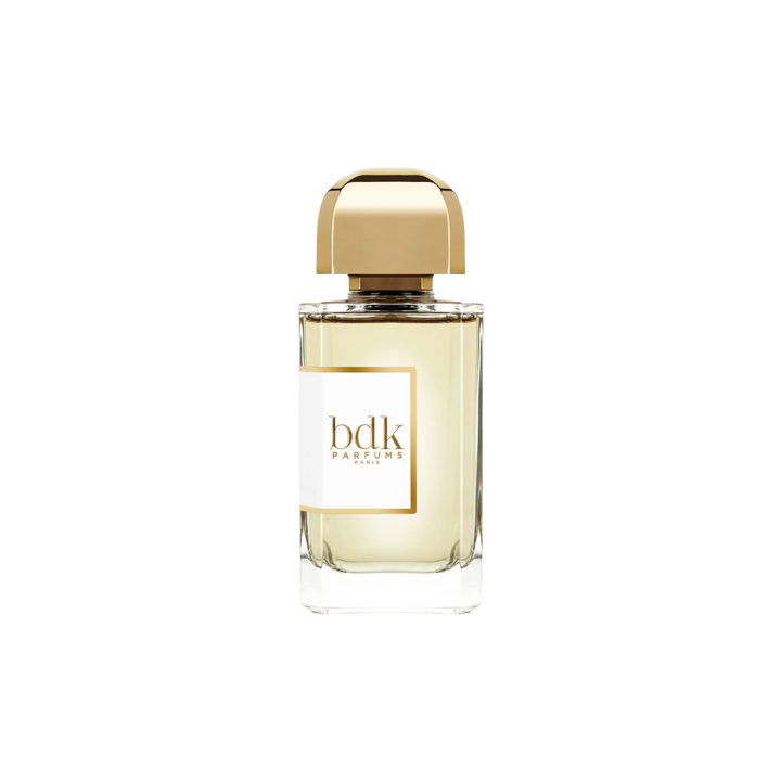Creme de Cuir Eau de Parfum by BDK Parfums - back view of unisex niche perfume bottle with gold cap and bdk Parfums Paris branding