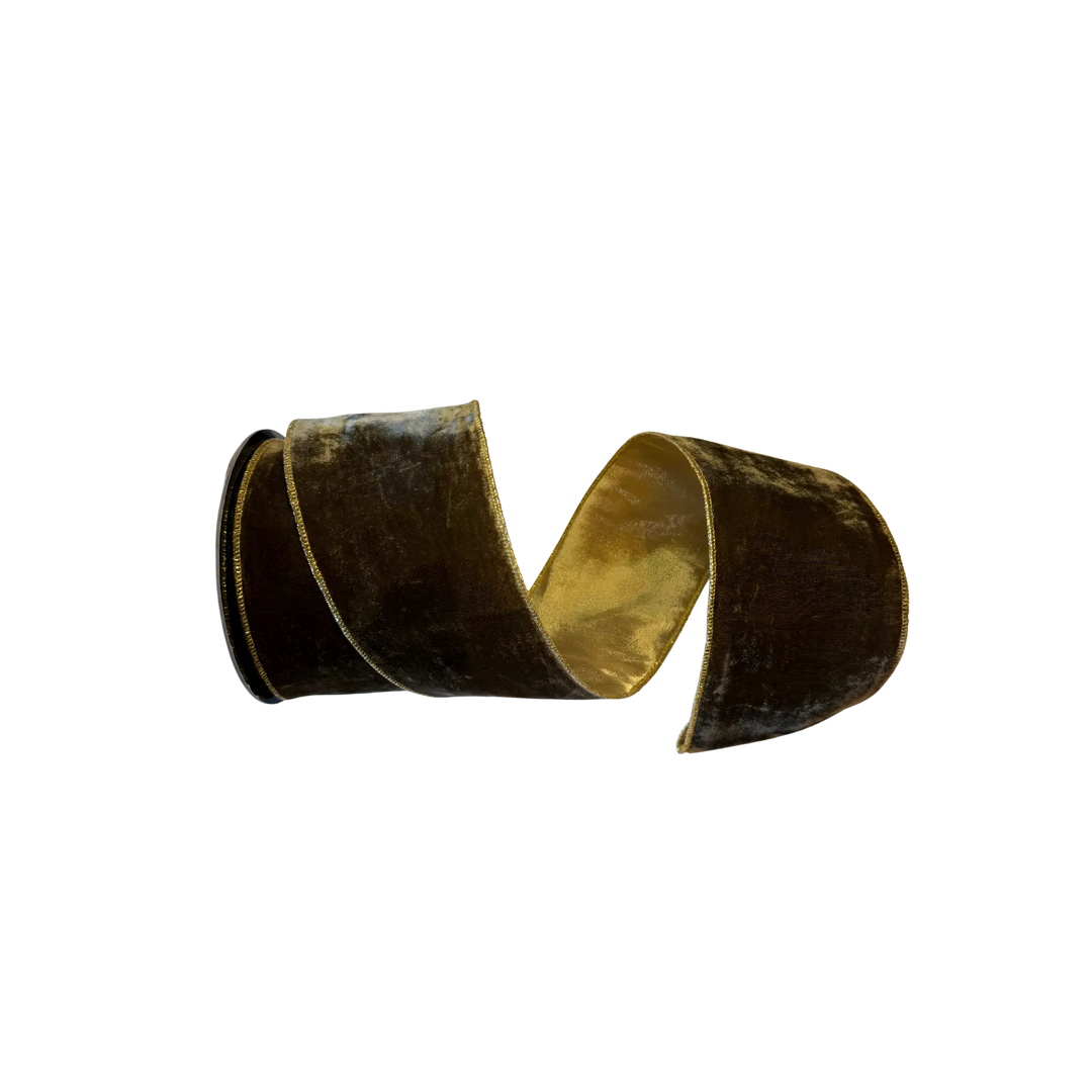 D. Stevens brown bark French velvet ribbon from Mood by DMJ, 4 inch wide brown French velvet ribbon for wreaths and trees