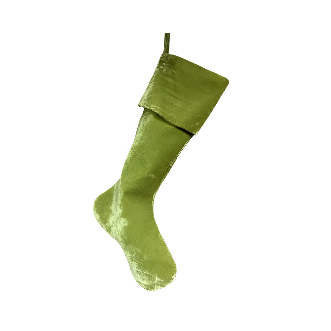 D. Stevens French velvet Christmas stocking in green from Mood by DMJ, 25 inch luxury velvet stocking