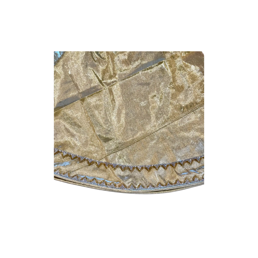 D. Stevens 72 inch gold metallic dupioni and jeweled Christmas tree skirt from Mood by DMJ