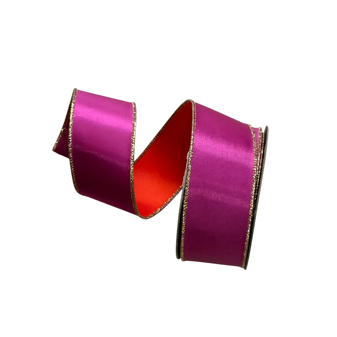 D. Stevens orange and pink double-sided satin ribbon from Mood by DMJ, 2.5 inch wide orange and pink double-sided satin ribbon