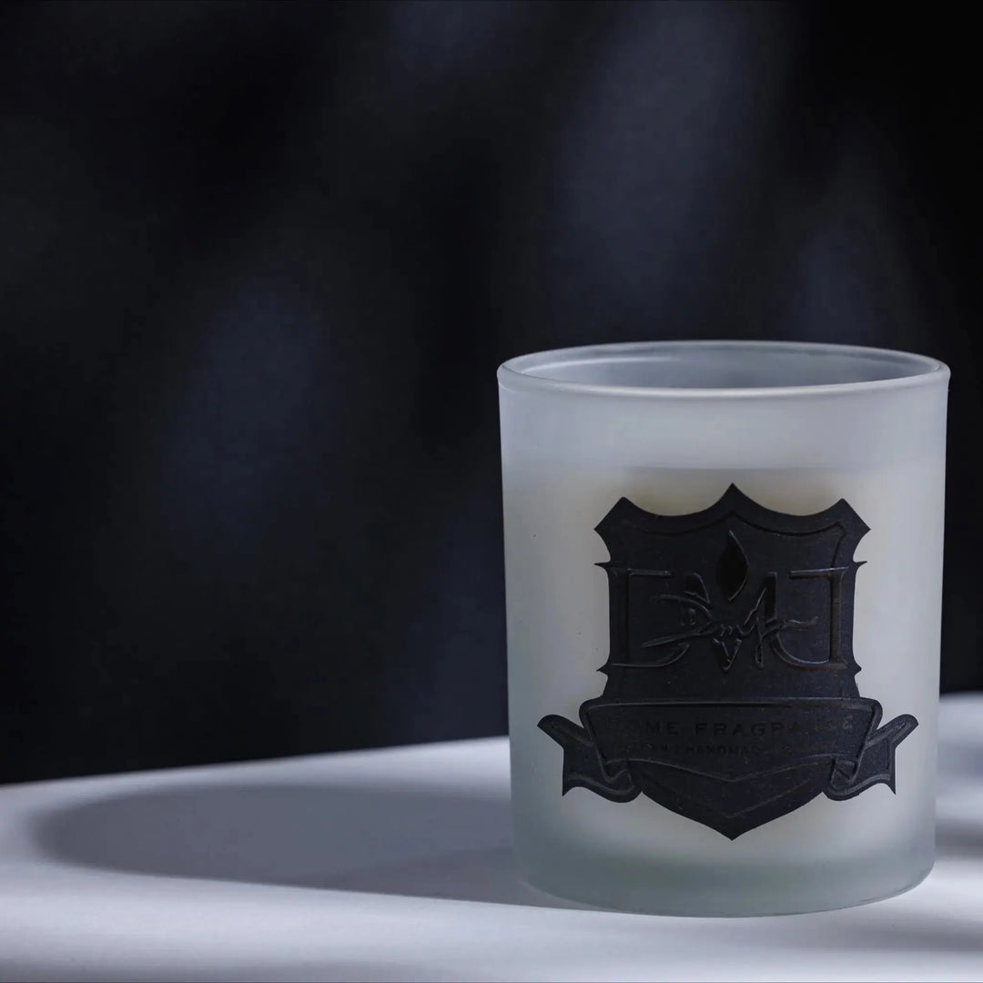 Signature Sunday luxury self-care candle by DMJ Home Fragrance in signature glass vessel, hand-poured coconut wax candle with bergamot