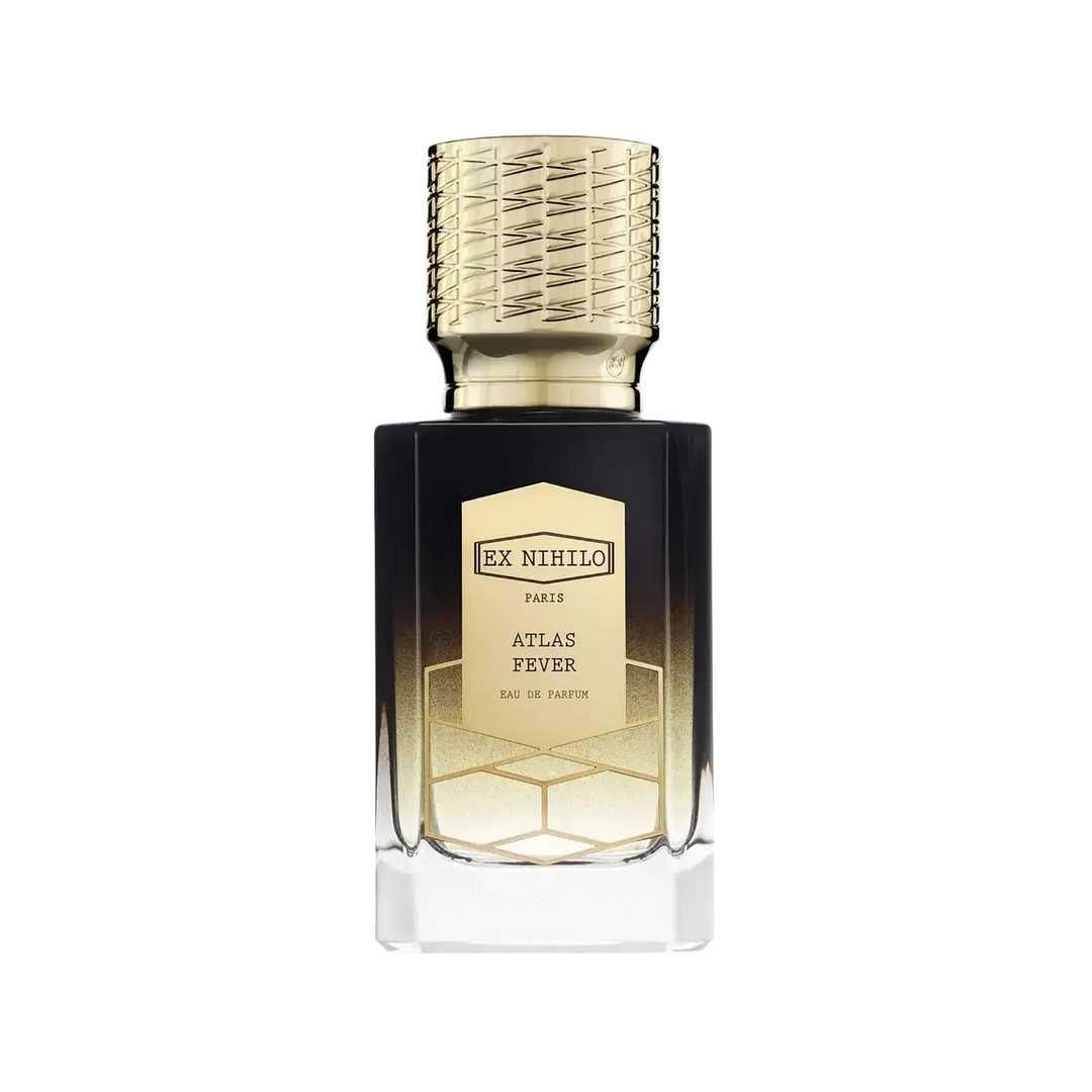 Ex Nihilo Atlas Fever Eau de Parfum 50ml bottle, niche fragrance with pink pepper, incense, narcissus, tonka bean, cedarwood, sandalwood