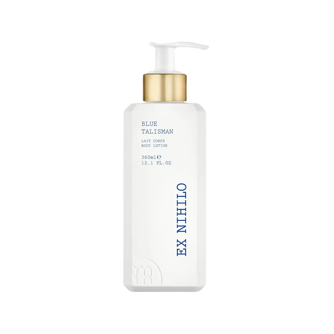 Ex Nihilo Blue Talisman Body Lotion 360ml, luxury moisturizer infused with the luminous citrus floral Blue Talisman fragrance, 95% natural