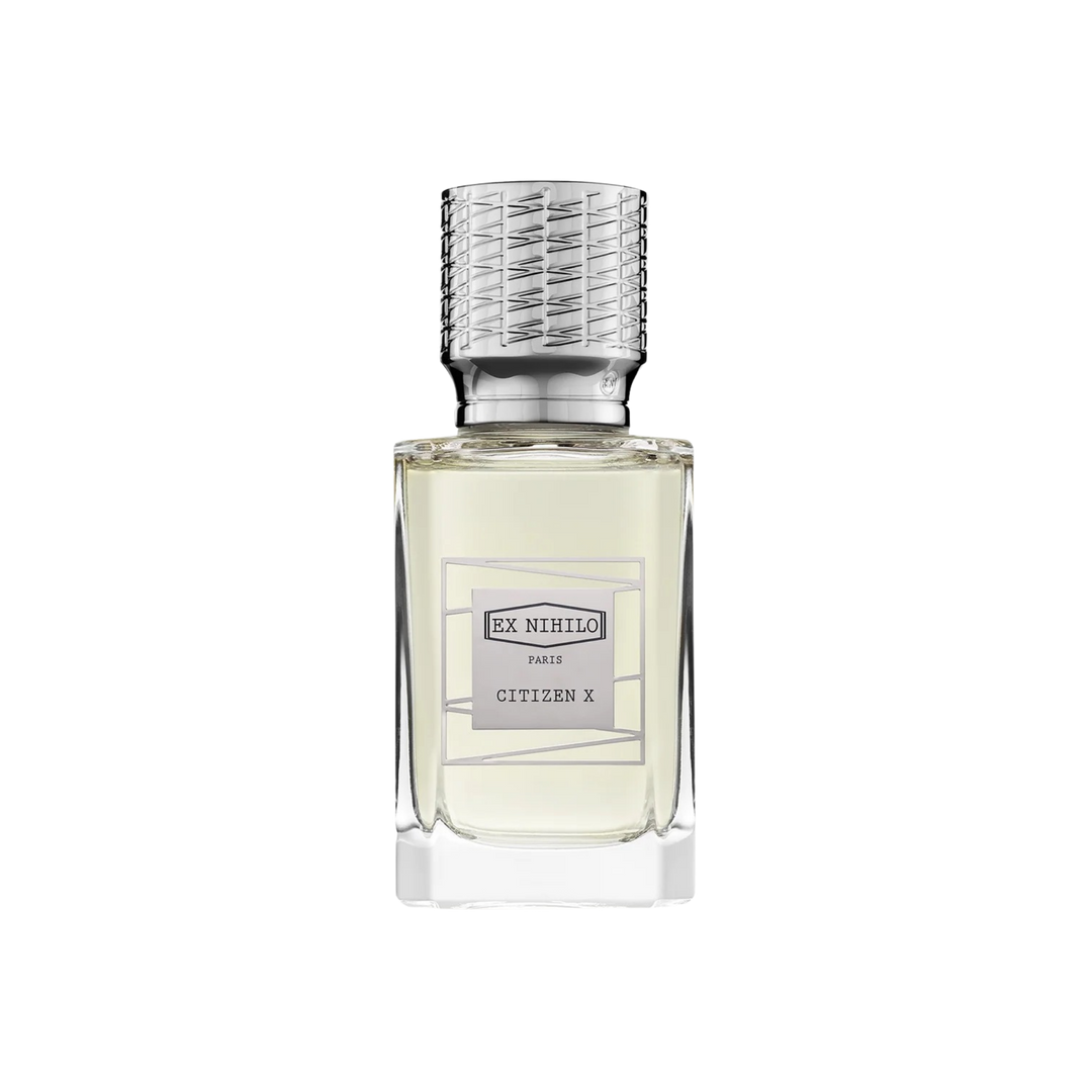 Ex Nihilo Citizen X Eau de Parfum bottle – niche fragrance with mastic tree, white pepper, iris, incense, ambery woods, and musk | Mood by DMJ