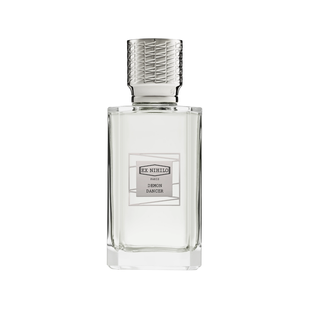 Ex Nihilo Demon Dancer Eau de Parfum bottle – niche citrus woody fragrance with rhubarb, blood orange, orange blossom, Georgywood™, Akigalawood™, and tonka bean | Mood by DMJ