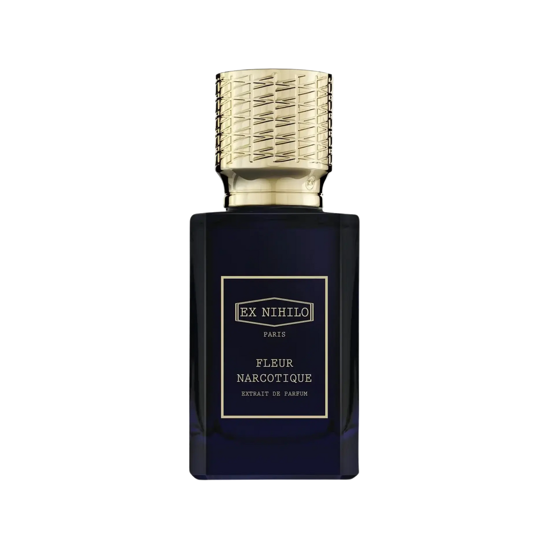 Ex Nihilo Fleur Narcotique Extrait de Parfum 50ml bottle, iconic floral niche fragrance with bergamot, lychee, peony, jasmine, orange