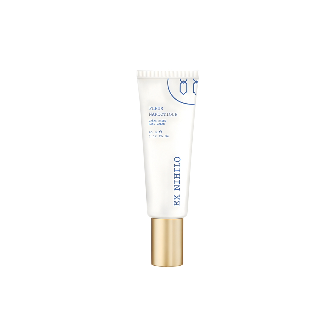 Ex Nihilo Fleur Narcotique Hand Cream – luxury moisturizer with bergamot, lychee, peony, and musk to extend the Fleur Narcotique fragrance | Mood by DMJ