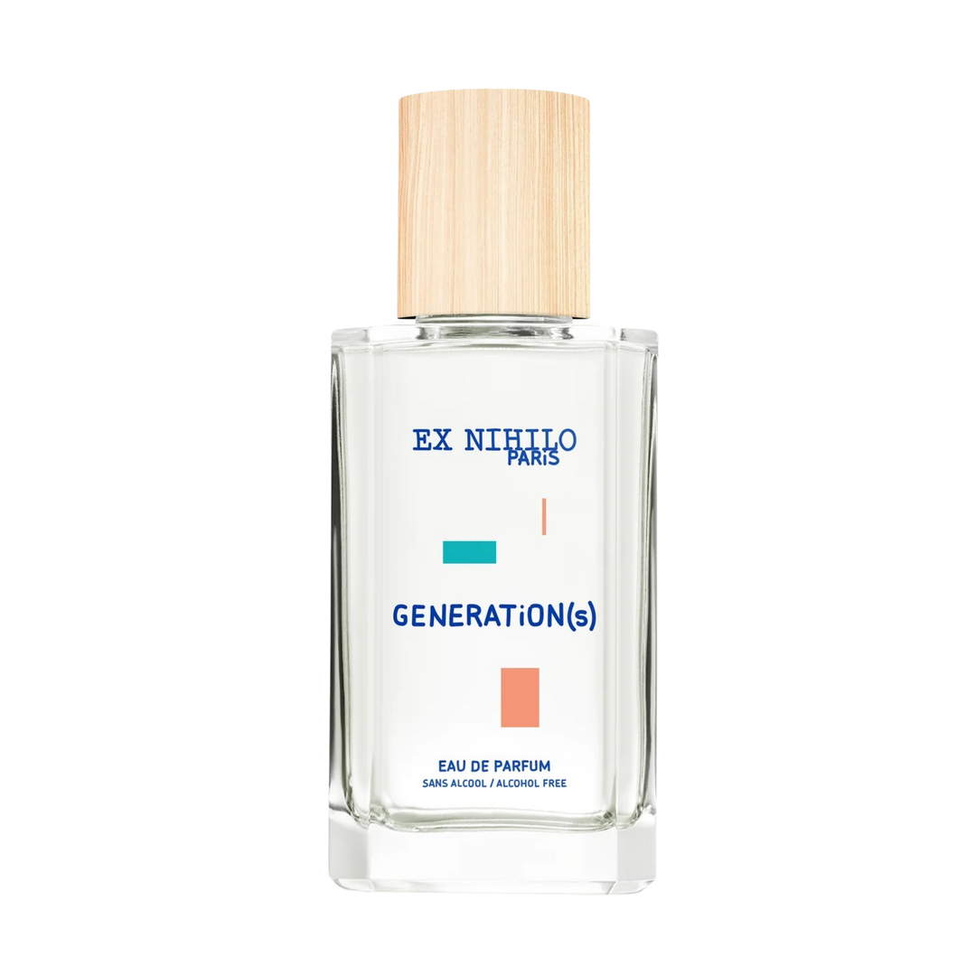 Ex Nihilo Generation(s) Eau de Parfum bottle – alcohol-free niche fragrance with incense, pink pepper, pear, fig, sandalwood, and tonka bean | Mood by DMJ