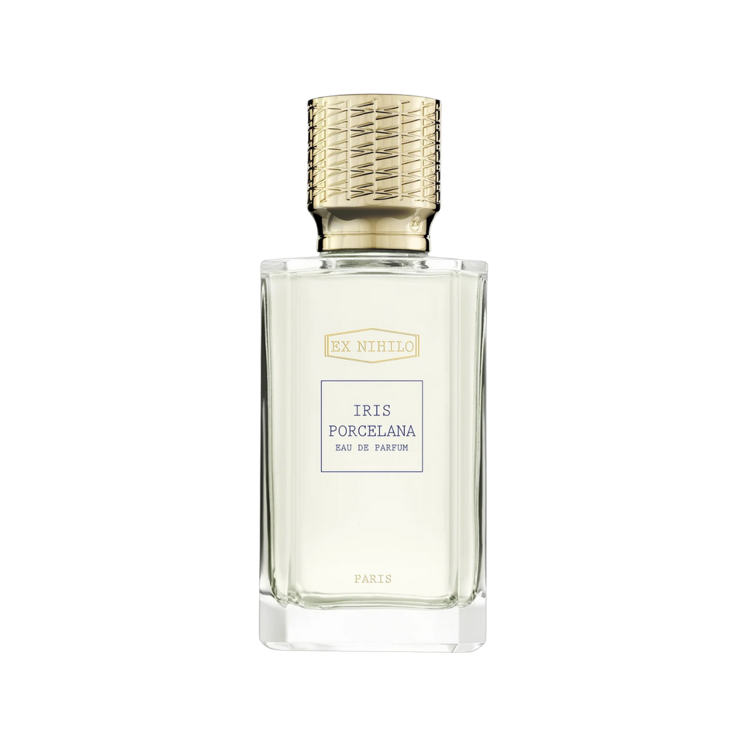 Ex Nihilo Iris Porcelana Eau de Parfum 50ml bottle - niche floral powdery fragrance with violet leaf, iris, rose, sandalwood and musk | Mood by DMJ
