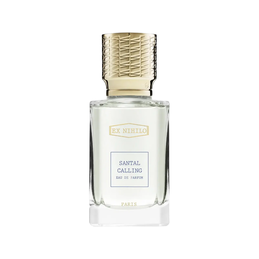 Ex Nihilo Santal Calling Eau de Parfum 50ml bottle, creamy sandalwood niche fragrance with nutmeg, iris, rose, cashmeran, musk, and