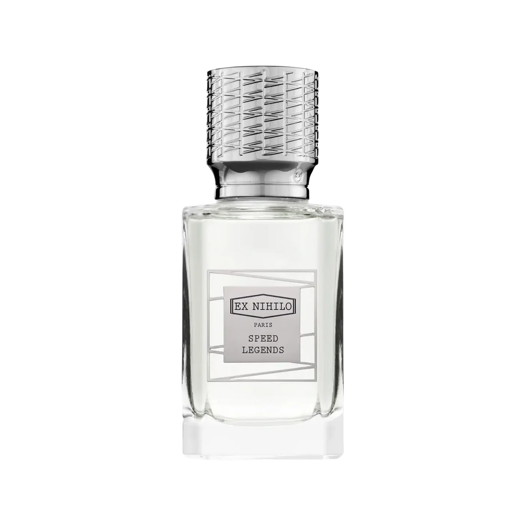 Ex Nihilo Speed Legends Eau de Parfum 50ml bottle, niche fragrance with bergamot, mandarin, blackcurrant, clary sage, vetiver, and tonka