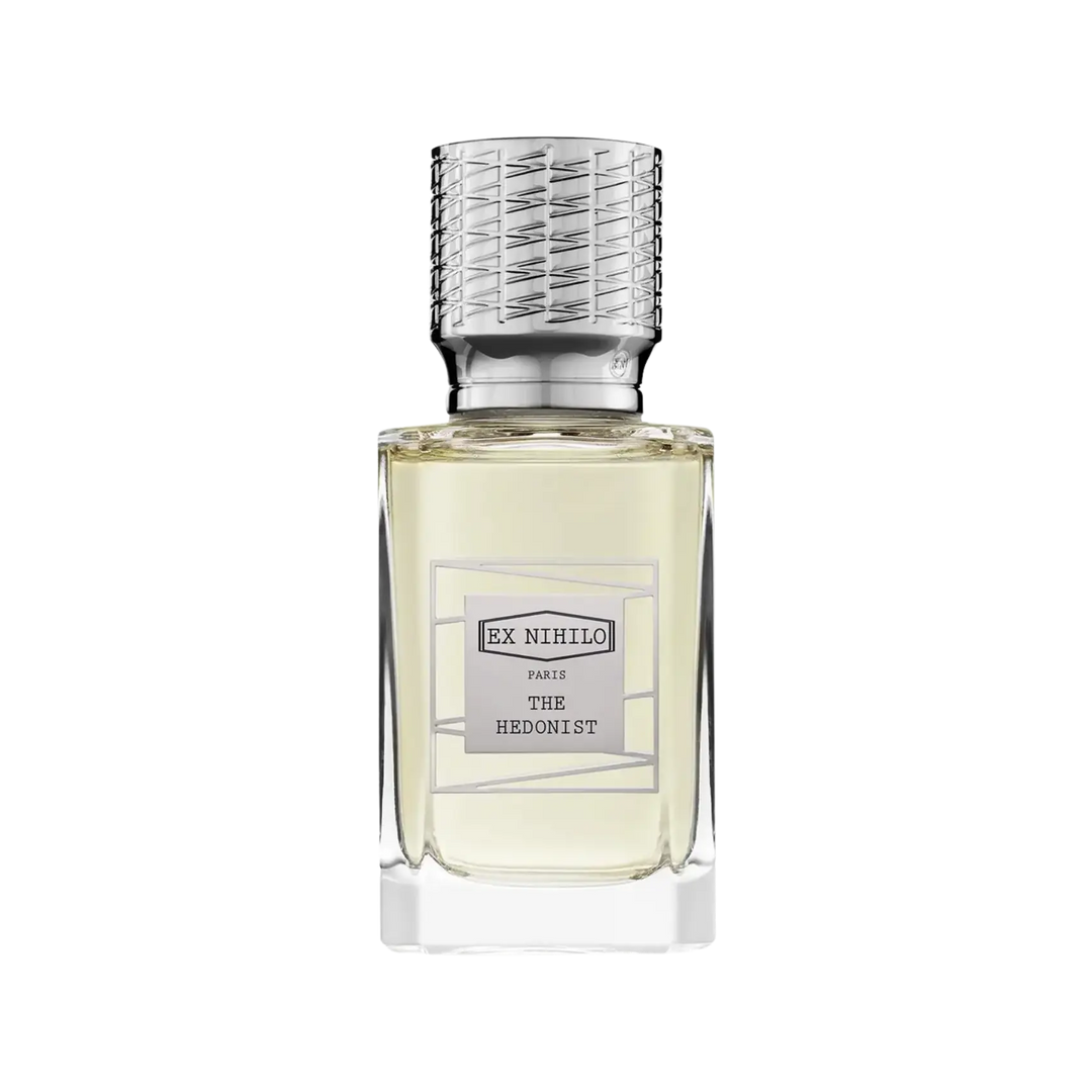 Ex Nihilo The Hedonist Eau de Parfum 50ml bottle, woody niche fragrance with bergamot, ginger, cedarwood, vetiver, tonka bean, and musk